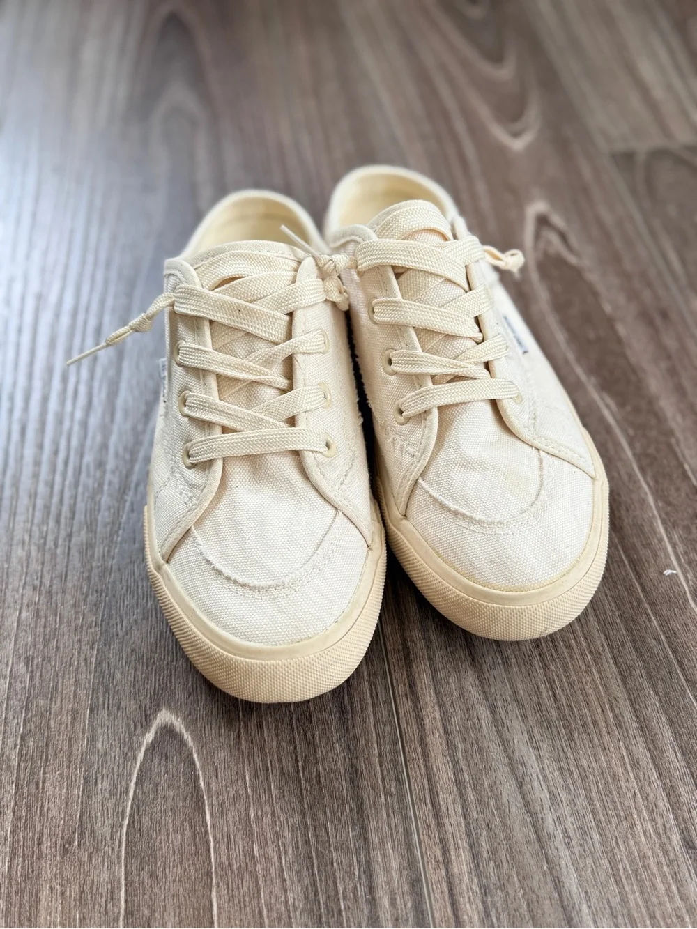 Men's Low-Top Canvas Sneakers in Cream